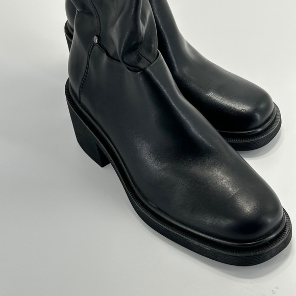 Franco Sarto Size 7.5 Black Over the Knee Boots Platform Square Toe Kelly NEW - Picture 3 of 12